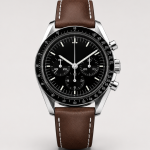 Black Chronograph with Leather Strap