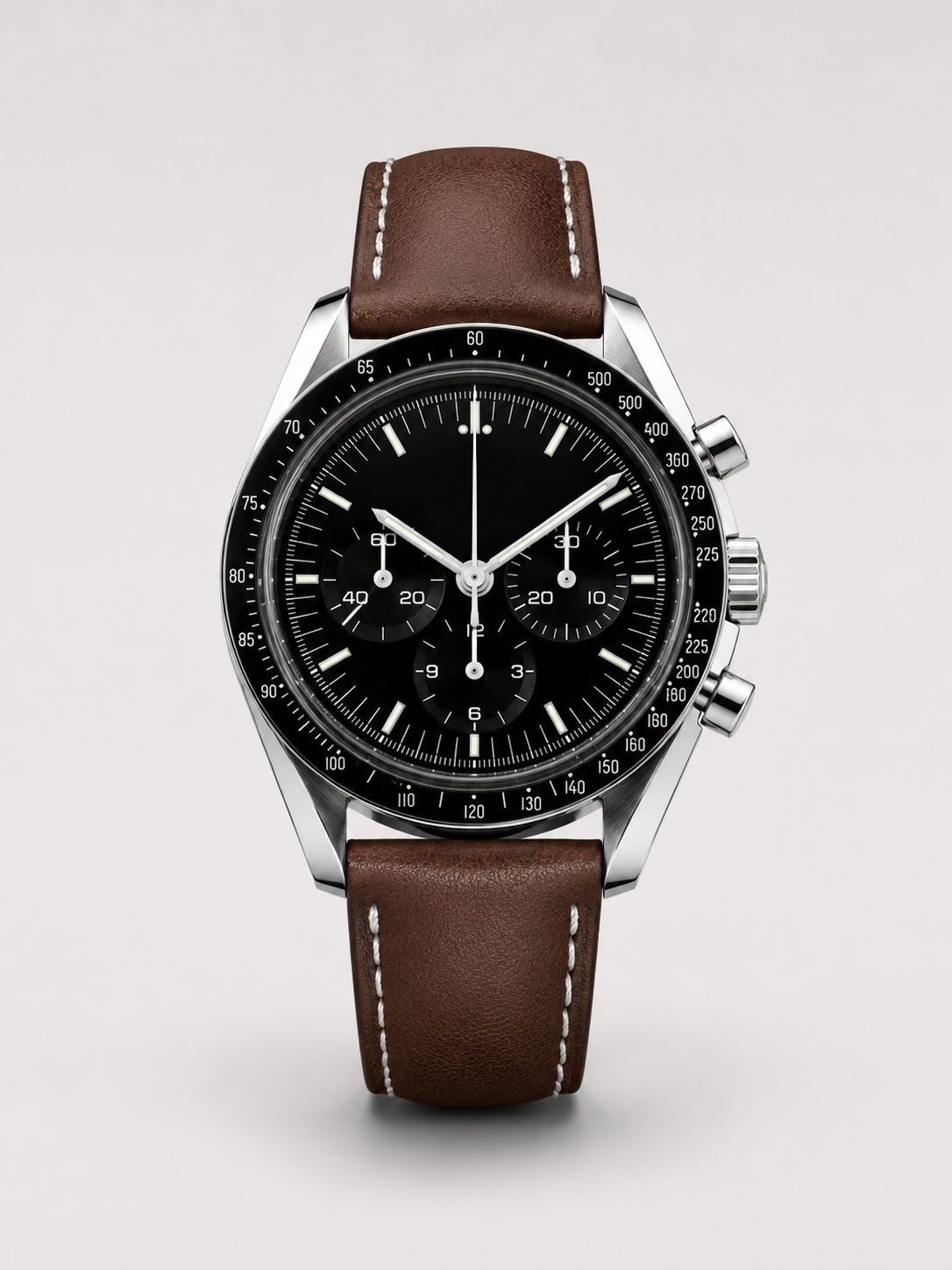 Black Chronograph with Leather Strap